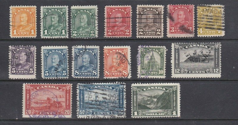 CANADA - 1930 KING GEORGE V - ARCH/LEAF ISSUE - SCOTT 162 TO 177 - USED