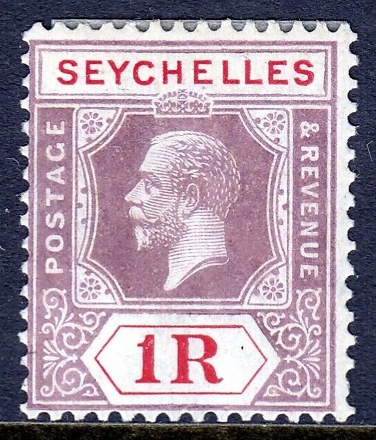 SEYCHELLES — SCOTT 111 (SG 119) — 1921 KGV 1r MULT SCR CA WMK — MH — SCV $20.00