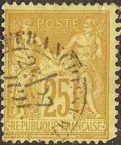 France - #99 -Used- 1879 - Peace - 25c - SCV-5.00