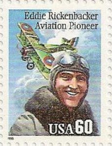 1995 Eddie Rickenbacker Single 60c Postage Stamp, Sc# 2998, MNH, OG