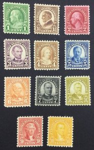 MOMEN: US STAMPS #581-591 SET MINT OG NH CHOICE VF+ LOT #76425