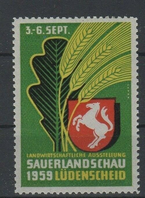 Germany- 1959 Sauerland Agricultural Expo Advertising Stamp - MNH OG