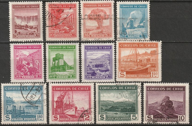 Chile 1938 Sc 198-209 complete set used/MH*