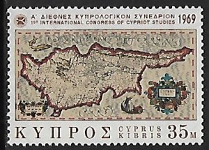 Cyprus # 324 - Map of Cyprus - MNH.....{ZW6}