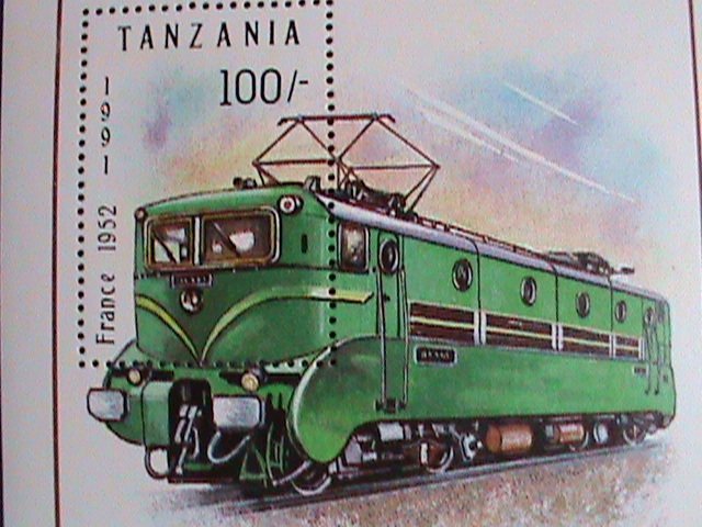 TANZANIA-1991 SC#807- LOCOMOTIVE-FRANCE 1952 TRAIN S/S MNH-VERY FINE