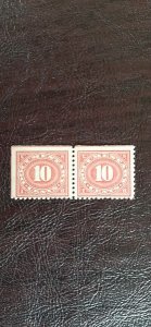 US Scott # R234; 10c Documentary; unused pair from 1917, nogum; F/VF+ centering;