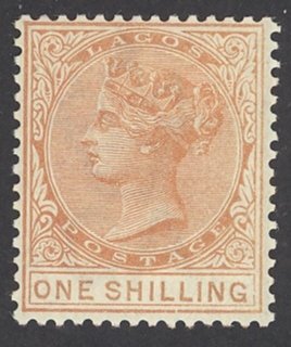 Lagos Sc# 31 MH 1885 1sh orange Queen Victoria