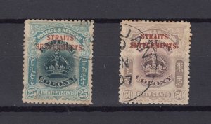 Straits Settlements KEVII 1907 25c/50c SG149/150 Fine Used BP9808