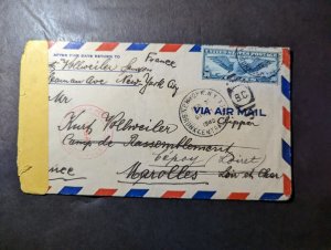 1940 USA Judaica Airmail Cover to French Resettlement Camp Jewish Refugees