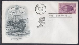 United States Scott 1112 Artmaster FDC - Atlantic Cable, 100th Anniv.