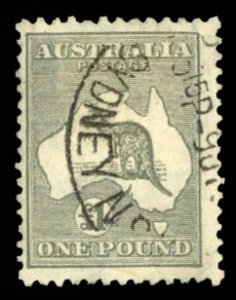 Australia #57 Cat$425, 1924 Kangaroo, £1 gray, used