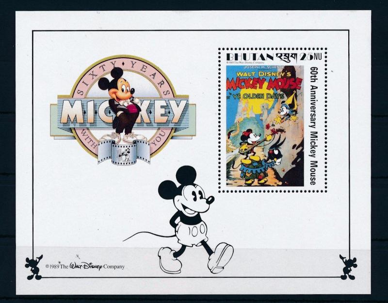 [35951] Bhutan 1989 Disney Mickey Mouse Movie Ye olden days MNH Sheet