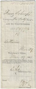 1865 - Additional funds for a soldier's family - Ephemera 1043