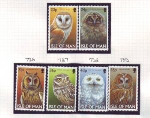 Isle of Man Sc 727-32 1997 Owls stamp set mint NH