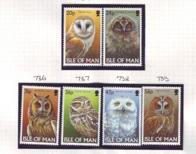 Isle of Man Sc 727-32 1997 Owls stamp set mint NH