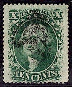 US Stamp Scott #35 10c Washington Used SCV $55. 3 WIDE Margins.