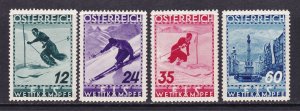 Austria Scott B138-B141, 1936 Skiing Semi-postals , VF MNH.  Scott $130