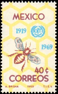 Mexico #1006, Complete Set, 1969, Insects, Never Hinged