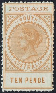 SOUTH AUSTRALIA 1902 QV THIN POSTAGE 10D