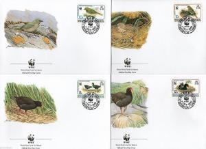 Tristan Da Cunha 1991 WWF Gough Moorhen Bird Wildlife Fauna Sc 500-3 4 FDCs