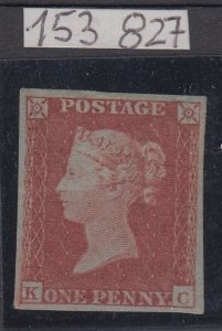 SG 11 1d lake-red plate 176 lettered KC. Fresh mounted mint. 4 fine margins... 