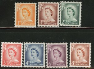 New Zealand Scott 306-312 QE2 Redrawn 1955 MH* set