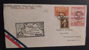 1935 Air Mail First Flight Cover Manila Philippines to Guam FFC USA Pan AM