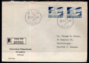 Norway to Wichita,Kansas 1961 Registered Cover