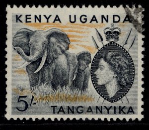 KENYA UGANDA TANGANYIKA QEII SG178, 5s black & orange, FINE USED.