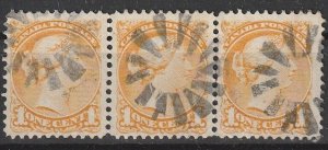 Canada SC# 35 Triplets with L1493 Fancy Star Burst Cancel   (~1971)