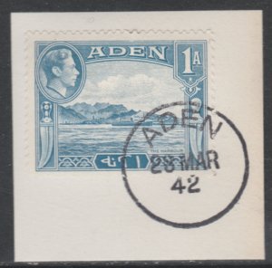 ADEN 1939-48 KG6 1a THE HARBOUR on piece with MADAME JOSEPH  POSTMARK