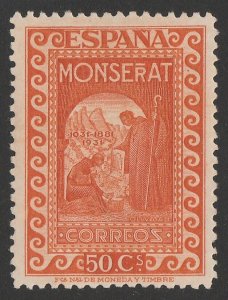SPAIN 1931 Montserrat 900th Anniv 50c orange perf 11½. MNH **.