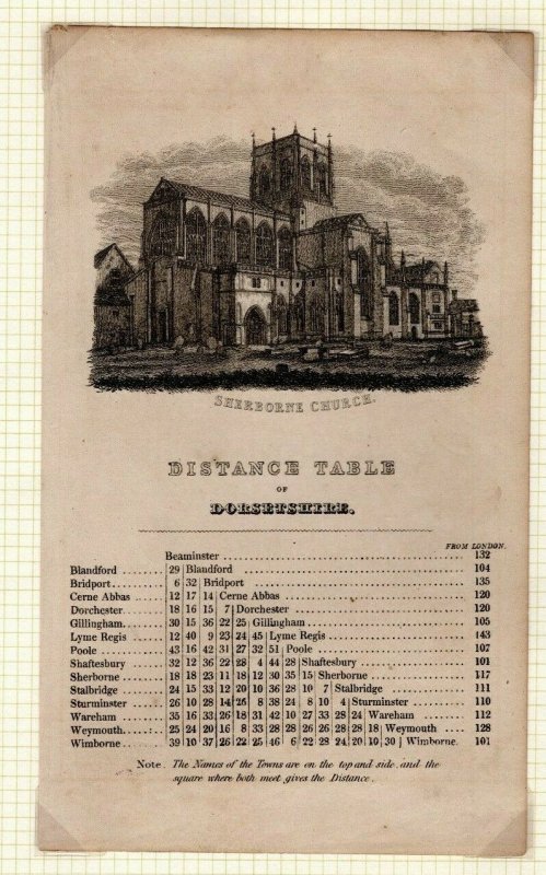 GB MAIL-COACH Dorset *DISTANCE TABLE* Sherborne Vignette {samwells-covers} EP290 