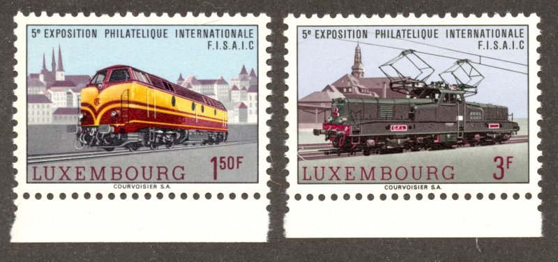 Luxembourg Scott 442-43 MNHOG - 1966 Locomotives Issue - SCV $1.50