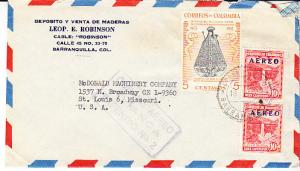 Columbia - Cover to US - Avianca Handstamp.