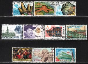 Spain ~ Assortment of 10 Different 70's & 80's Stamps ~ Mixed Condition