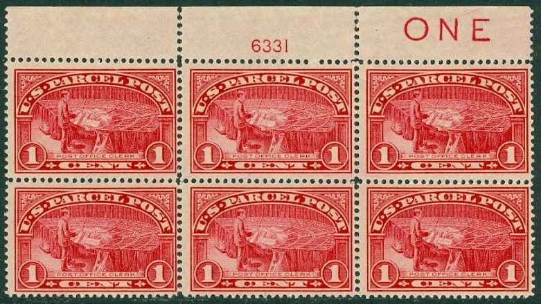 EDW1949SELL : USA 1913 Scott #Q1 Top Plate Block Imprint & PL # MNH Cat $175.00