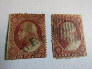 US Stamps, Set of 2 Stamps, Scott.# 25 used, Mixed condition,some imperfections,
