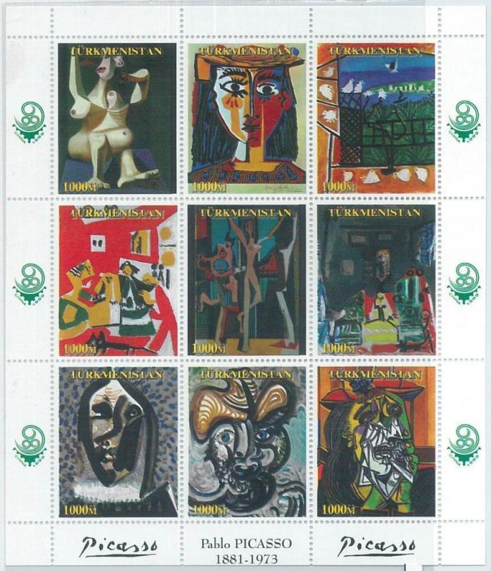 1949 - TURKMENISTAN, MINIATURE SHEET: Pablo Picasso, Arts