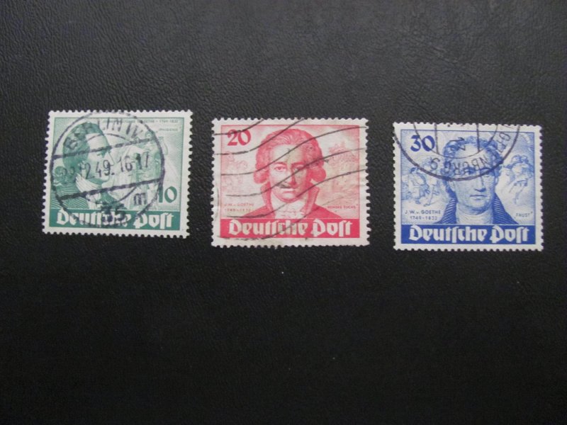 Germany Berlin 1949 USED SC 9N61-3 GOETHE SET  XF MICHEL 180 EUROS