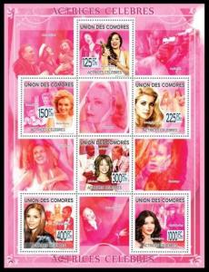 COMORES 2009 SHEET FAMOUS ACTRESSES CINEMA MONROE GRACE KELLY BASINGER cm9218a