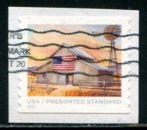 5687 US (10c) Flags on Barns SA spaced coil, used on paper