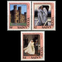 ST.LUCIA 1982 - Scott# 591-3 Diana Set of 3 NH