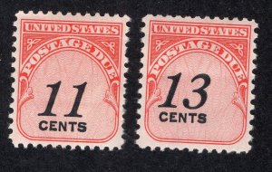 US 1959 11c & 13c Postage Due, Scott J102-J103 MNH/MH, value = 50c