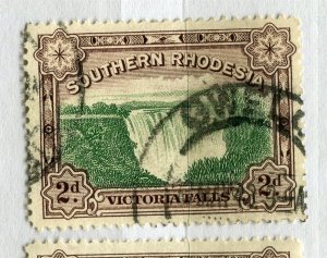 RHODESIA; 1932 early Victoria Falls issue 2d. fine used POSTMARK