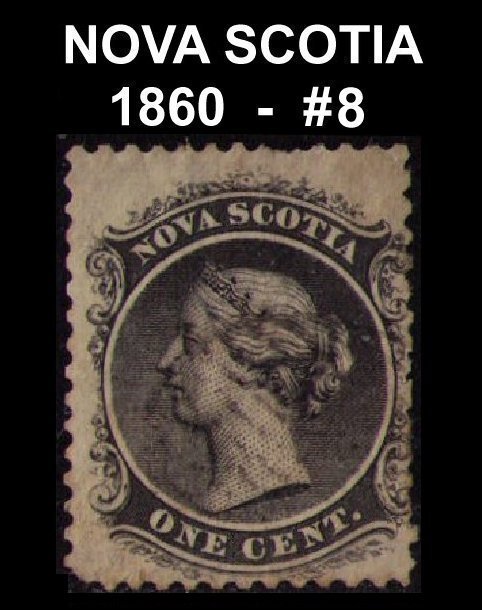 CANADA, NOVA SCOTIA QUEEN VICTORIA 1860 1c BLACK #8 USED CV 7.50