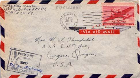 United States, Airmail, Transport Issue, Censored, U.S. A.P.O.'s