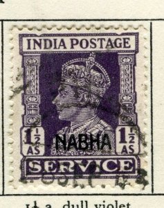 INDIA; NABHA 1943 early GVI Optd issue fine used 1.5a. value