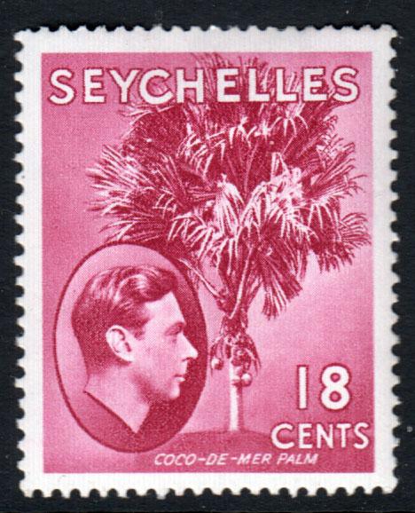 Seychelles KGVI 1938 18c Carmine-Lake SG139c Mint Hinged