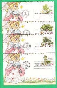 #1764-67 American Trees Set 4- Beautiful Cards Cachets